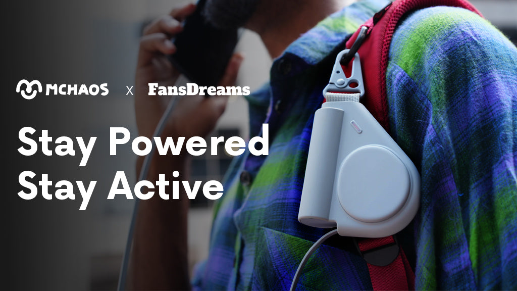 FansDreams×MChaos wearable power bank with a retractable cable